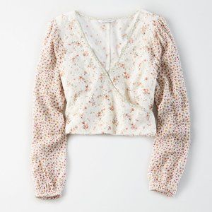 AE Printed Wrap Front Shirt